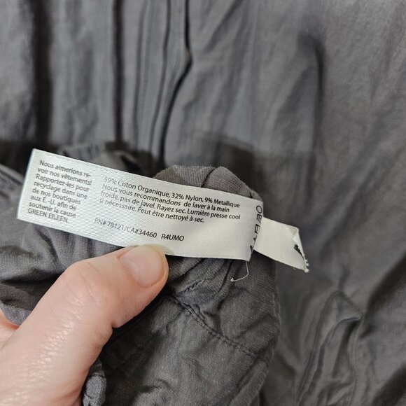 Eileen Fisher Lightweight Gray Crinkle Hooded Jacket Organic Cotton Blend L - Picture 6 of 12